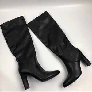 Unisa Black Leather Heeled Boots